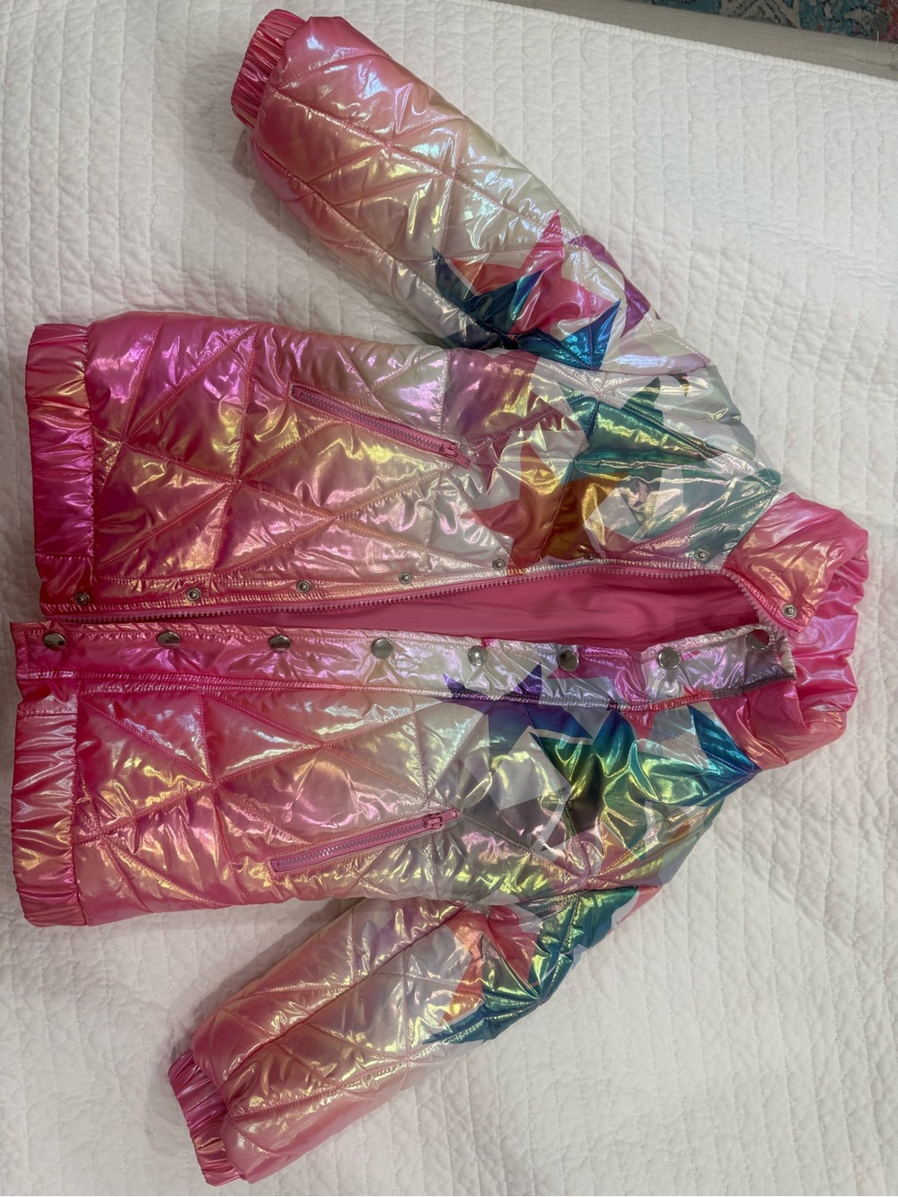 Baby Sara by Sara Sara Iridescent Pink Star-Print Puffer Jacket